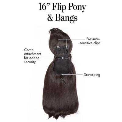 16&quot; FLIP PONY &amp; BANGS - Kim Kimble Hair