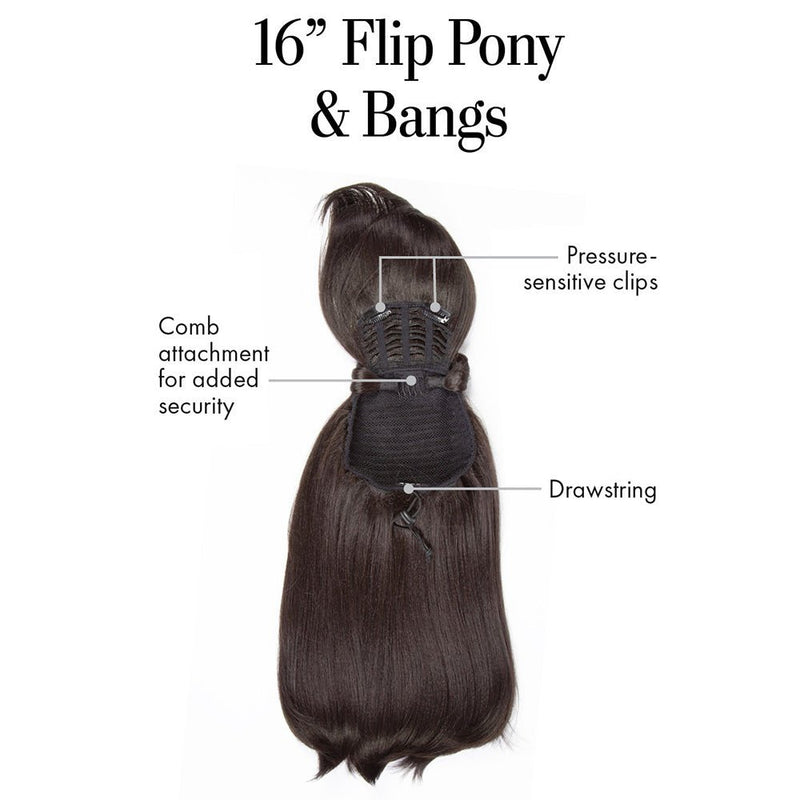 16&quot; FLIP PONY &amp; BANGS - Kim Kimble Hair