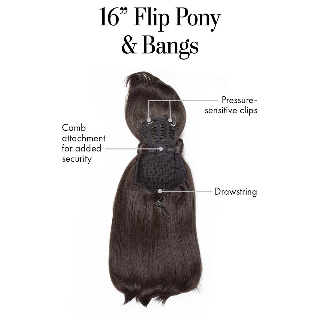 16&quot; FLIP PONY &amp; BANGS - Kim Kimble Hair